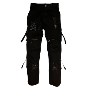 DENIM CARGO PANTS(BLACK)