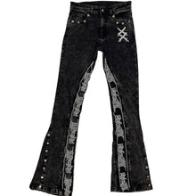 Load image into Gallery viewer, ACID WASHED ZIPPER FLARED JEANS
