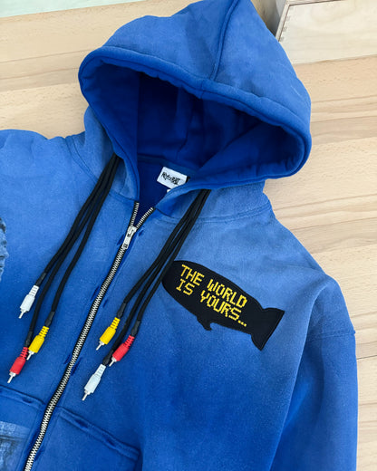 “WORLD IS YOURS” RCA CABLE ZIPUP HOODIE