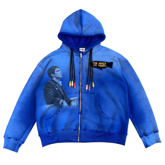 “WORLD IS YOURS” RCA CABLE ZIPUP HOODIE