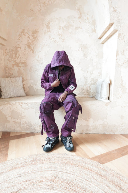 DENIM CARGO PANTS(PURPLE)